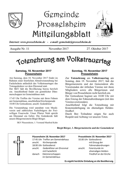 Gemeinde Prosselsheim Mitteilungsblatt