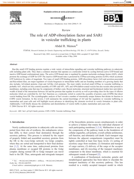 The Role of ADP-Ribosylation Factor and SAR1 in Vesicular Trafficking in Plants