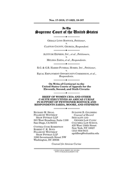 Women Ceos and Other C-Suite Executives As Amicae Curiae in Support of Petitioner Bostock and Respondents Zarda, Moore, and Stephens ------