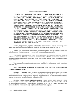 89, As Amended; Leander Code of Ordinances