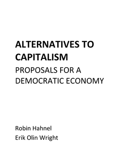 Alternatives to Capitalism Proposals for a Democratic Economy