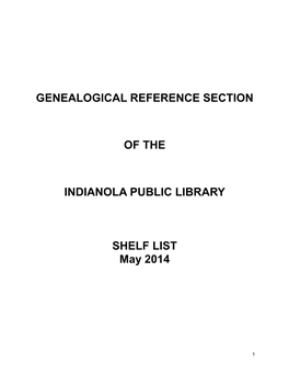 Genealogical Reference Section