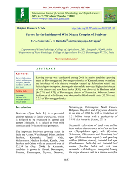 Survey for the Incidence of Wilt Disease Complex of Betelvine