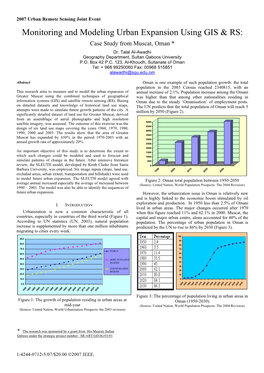 Monitoring and Modeling Urban Expansion Using GIS &