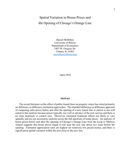 Spatial Variation in House Prices and the Opening of Chicago's Orange