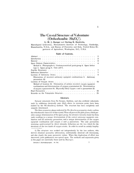 The Crystal Structure of Valentinite (Orthorhombic Sb203y). by M