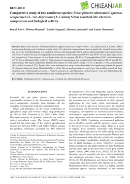 Comparative Study of Two Coniferous Species (Pinus Pinaster Aiton and Cupressus Sempervirens L