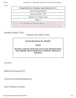 Framan Mech., Inc. V. Dormitory Auth. of The