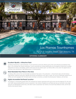 Las Plamas Townhomes 12125 El Sendero Street | San Antonio, TX