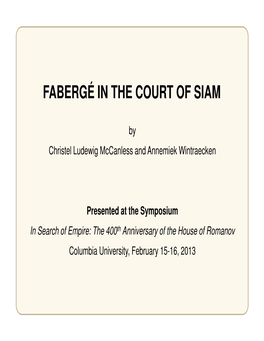 Fabergé in the Court of Siam