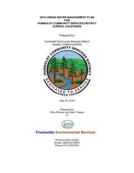 2015 Urban Water Management Plan for Humboldt Community Services District Eureka, California