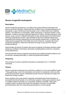 Severe Congenital Neutropenia