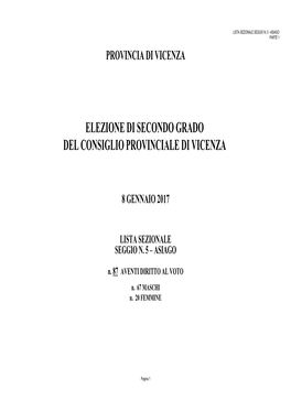 Seggio N. 5 - Asiago Parte 1 Provincia Di Vicenza