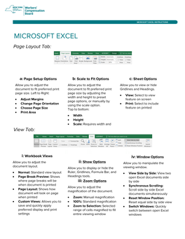 MICROSOFT EXCEL Page Layout Tab