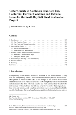 Water Quality in South San Francisco Bay, California: Current Condition and Potential Issues for the South Bay Salt Pond Restoration Project