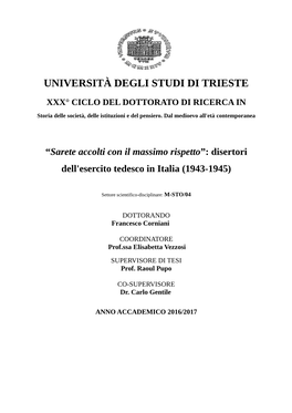 Disertori Dell'esercito Tedesco in Italia (1943-1945)
