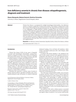 Iron Deficiency Anemia in Chronic Liver Disease: Etiopathogenesis, Diagnosis and Treatment