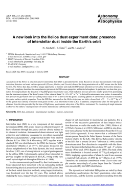 Presence of Interstellar Dust Inside the Earth\'S Orbit