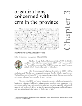 Organizations Concerned with Crm in the Province