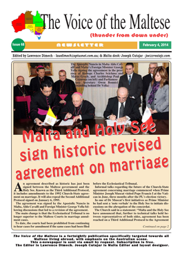 Malta and Holy See Sign Historic Revised Agreement on Marriage