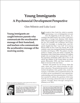 Young Immigrants: a Psychosocial Development Perspective. ENCOUNTER