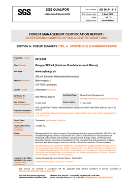 Sgs Qualifor Forest Management Certification