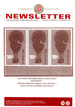 Nevvsletter for Collectors of New Zealand Stamps Volume 49 Number 4