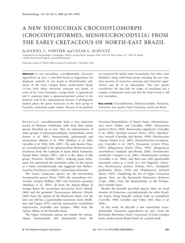 CROCODYLIFORMES, MESOEUCROCODYLIA) from the EARLY CRETACEOUS of NORTH-EAST BRAZIL by DANIEL C