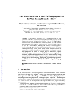 An LSP Infrastructure to Build EMF Language Servers for Web-Deployable Model Editors⋆