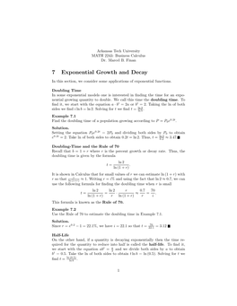 7 Exponential Growth and Decay