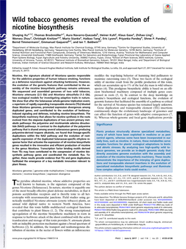 Wild Tobacco Genomes Reveal the Evolution of Nicotine Biosynthesis