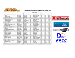 2019 Sheen Panel Service Ringwood Marysville Stages Entry List VRC.Xlsx