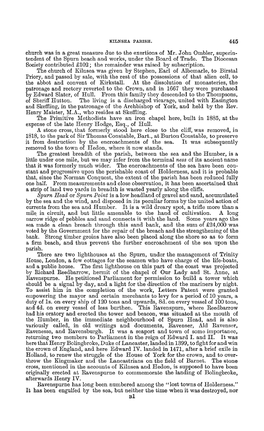 445 Church Was in a Great Measure Due to the Exertions of Mr. John Ambler, Superin­ Tendent of the Spurn Beach and Works, Under the Board of Trade