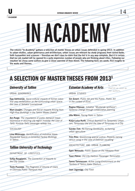 A Selection of Master Theses from 20131