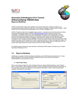 Orthorectifying THEOS Data Rigorous Modeling