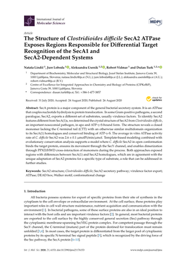 The Structure of Clostridioides Difficile Seca2 Atpase Exposes Regions Responsible for Differential Target Recognition of the Se