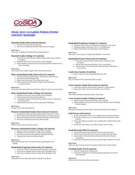 2014 Cosida Publications Contest Winners