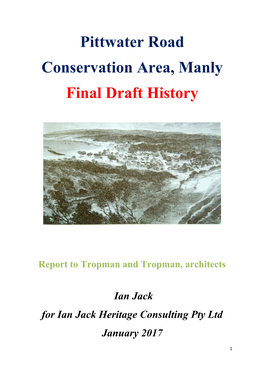 Pittwater Road Conservation Area, Manly Final Draft History