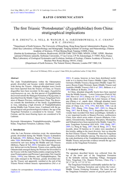 The First Triassic 'Protodonatan' (Zygophlebiidae) from China