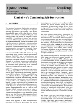 Africa Briefing, Nr. 38: Zimbabwe's Continuing Self-Destruction