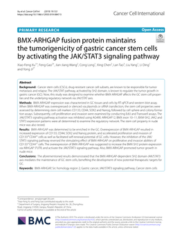 BMX-ARHGAP Fusion Protein Maintains the Tumorigenicity Of