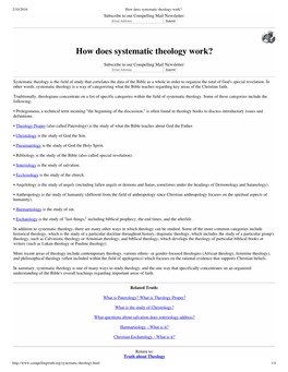 How Does Systematic Theology Work? Subscribe to Our Compelling Mail Newsletter: Email Address Submit