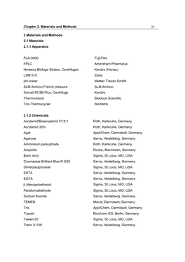 Chapter 2. Materials and Methods 2 Materials and Methods 2.1