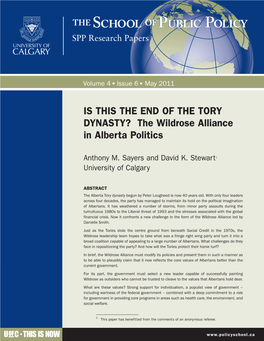 The Wildrose Alliance in Alberta Politics