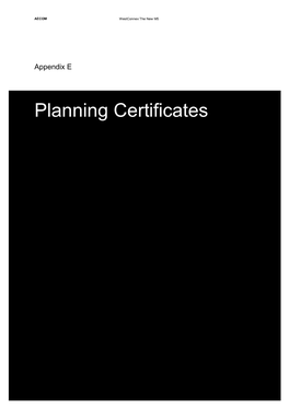 Planning Certificates