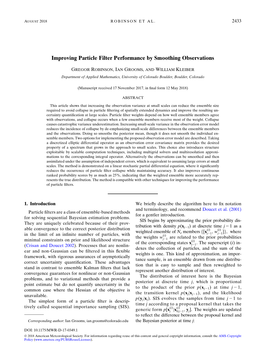 Improving Particle Filter Performance by Smoothing Observations