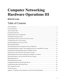 8544 Computer Networking Hardware Operations