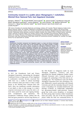 Community Research in a Public Place: Wangangarra 1 Rockshelter, Mitchell River National Park, East Gippsland (Australia)