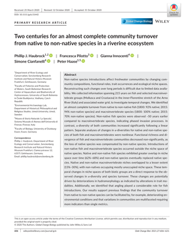Two Centuries for an Almost Complete Community Turnover from Native to Non‐Native Species in a Riverine Ecosystem