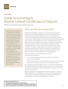 Guide to Investing in Market Linked Certificates of Deposit What You Should Know Before You Buy